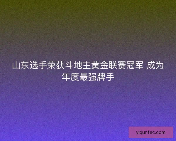 山东选手荣获斗地主黄金联赛冠军 成为年度最强牌手