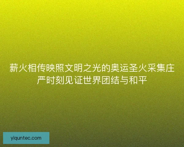 薪火相传映照文明之光的奥运圣火采集庄严时刻见证世界团结与和平