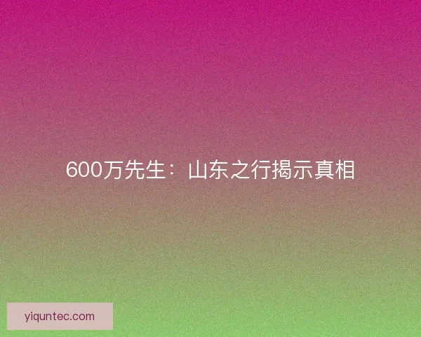 600万先生:山东之行揭示真相 600万先生:山东之行揭示真相