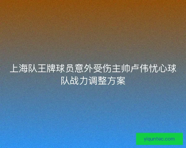 上海队王牌球员意外受伤主帅卢伟忧心球队战力调整方案 上海队王牌球员意外受伤主帅卢伟忧心球队战力调整方案