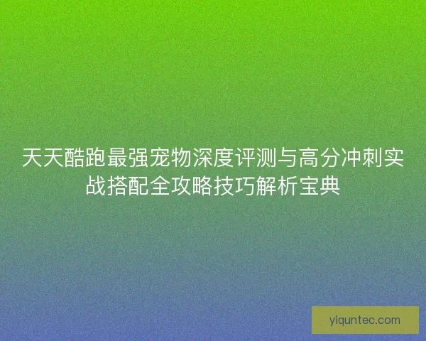 天天酷跑最强宠物深度评测与高分冲刺实战搭配全攻略技巧解析宝典