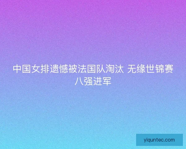 中国女排遗憾被法国队淘汰 无缘世锦赛八强进军