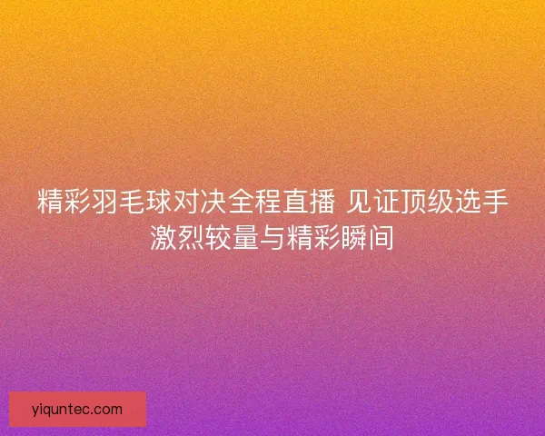 精彩羽毛球对决全程直播 见证顶级选手激烈较量与精彩瞬间