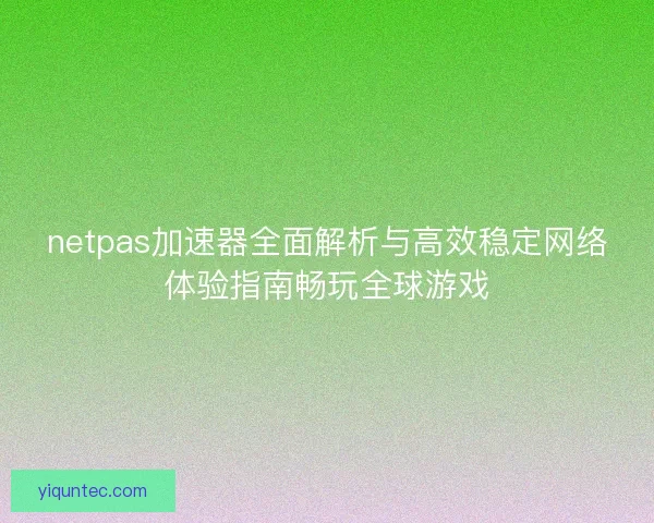 netpas加速器全面解析与高效稳定网络体验指南畅玩全球游戏